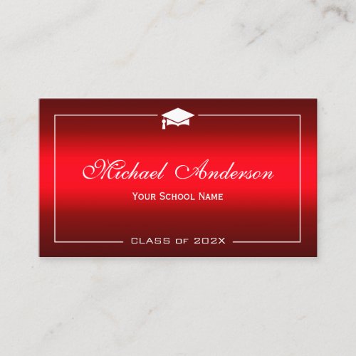 Graduation Name Card - Stylish Plain Red Gradient Double-Sided Standard Business Cards (Pack Of 100)