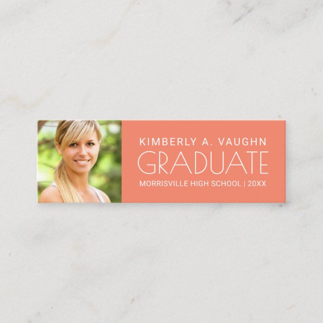 Graduation Name Card with Photo & Edit Color (Front)