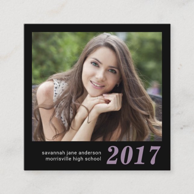 Graduation Name Cards Easy-Edit Photo Square (Front)