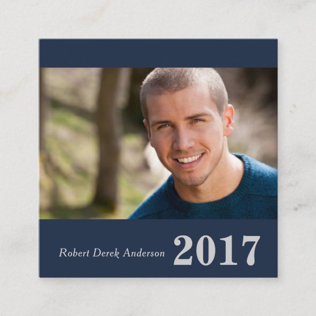 Graduation Name Cards Easy-Edit Square with Photo (Front)