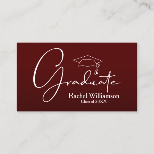 Graduation Name Class Details Dark Maroon Calling Card
