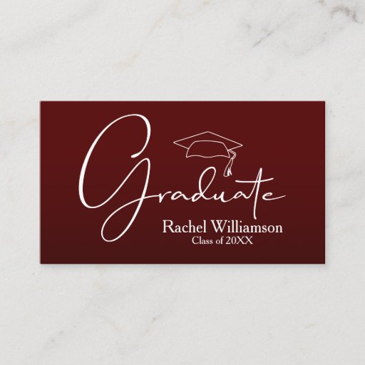 Customizable Graduation Name Class Details Dark Maroon Calling Card