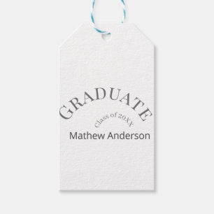 Graduation name class of 20XX gray bold stylish Gift Tags