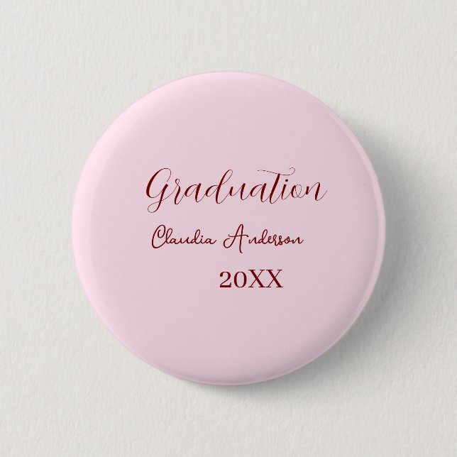 Graduation name class of 20XX mauve calligraphy co Button (Front)