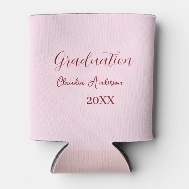 Graduation name class of 20XX mauve calligraphy co Can Cooler (Front)