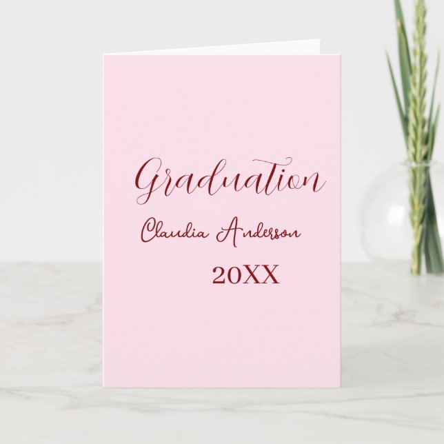 Graduation name class of 20XX mauve calligraphy co Card (Front)