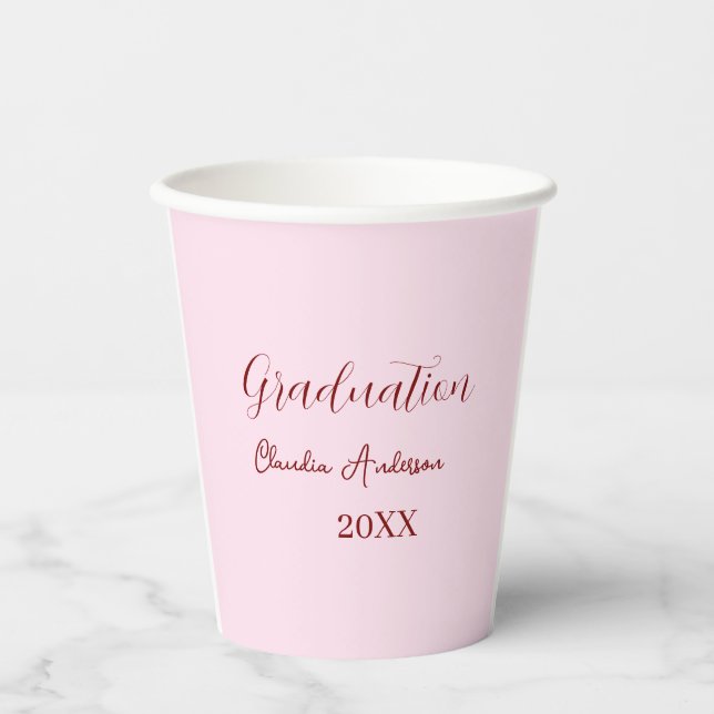 Graduation name class of 20XX mauve calligraphy co Paper Cups (Front)