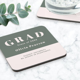 Graduation Name Class Year Set of 6 Keepsake Beverage Coaster