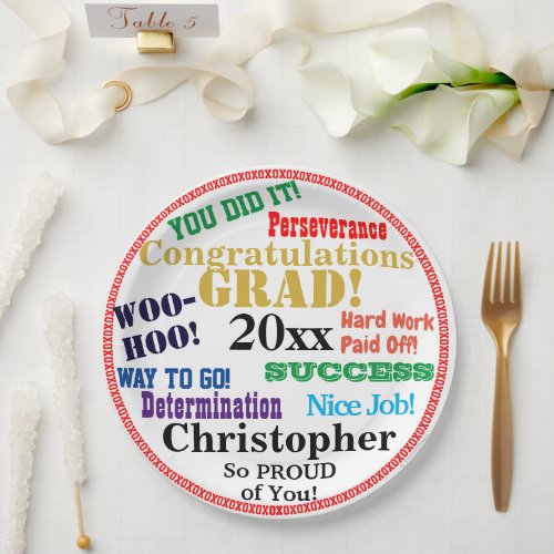 Graduation Name Congratulations   Paper Plates