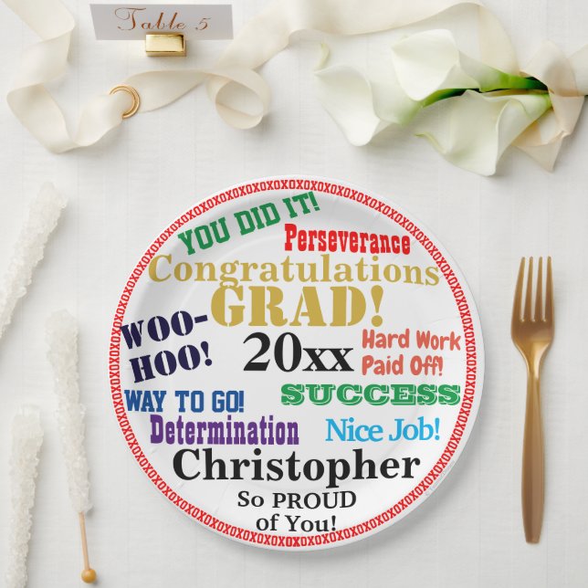 Graduation Name Congratulations   Paper Plates (Wedding)