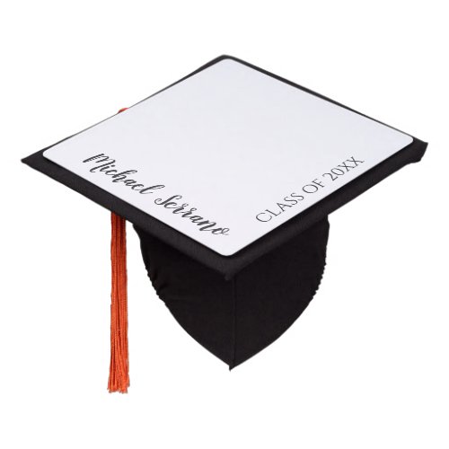 Graduation Name On White Graduation Cap Topper