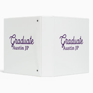 Graduation name purple simple minimal stylish call 3 ring binder