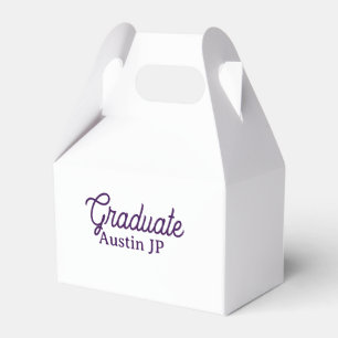 Graduation name purple simple minimal stylish call favor boxes