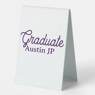 Graduation name purple simple minimal stylish call table tent