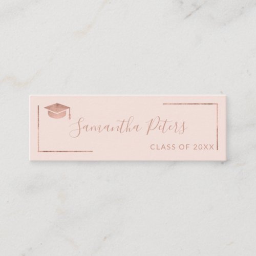 Graduation name rose gold elegant blush pink mini business card