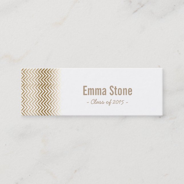 Graduation Name Tag- Gold Chevron Stripes Insert (Front)