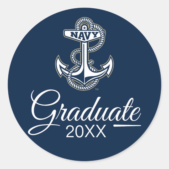 Graduation | Naval Academy Anchor Classic Round Sticker (Front)