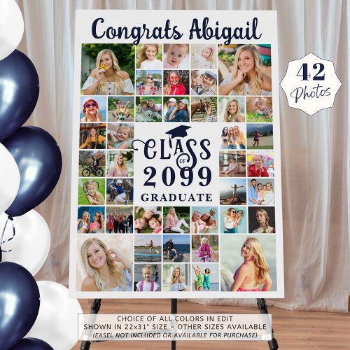 Graduation Navy 42 Photo Collage Script Class Year