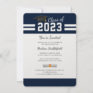 Graduation Navy Blue 2025 Grad Party Invitation