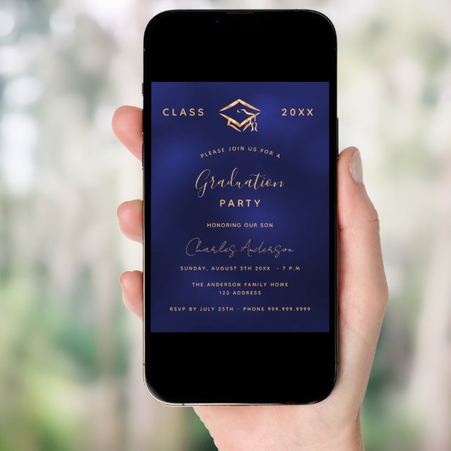 Graduation navy blue gold simple 2026 invitation (Front Digital)