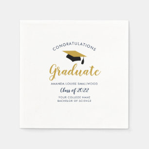 Graduation Navy Blue Grad Party Class of 2022 Napkins