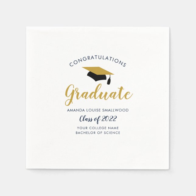 Graduation Navy Blue Grad Party Class of 2022 Napkins (Front)