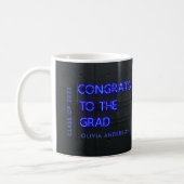 Graduation neon black blue congrats modern stylish coffee mug (Left)