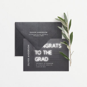 Graduation neon black white congrats modern photo
