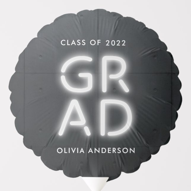 Graduation neon congrats modern stylish balloon (Front)