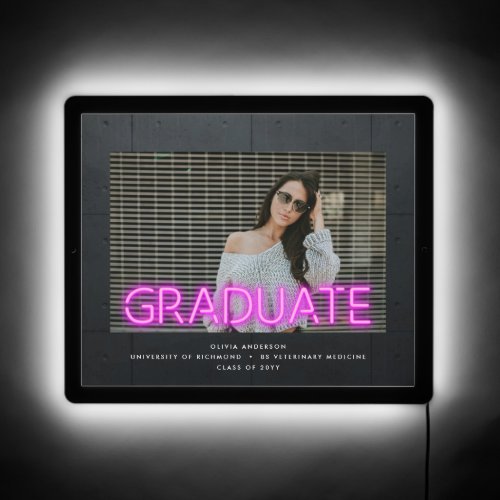 Graduation neon pink contemporary modern photo LED sign
