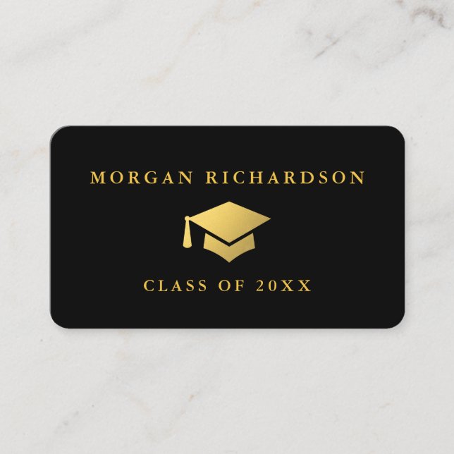 Graduation Networking Black and Gold Calling Card (Front)