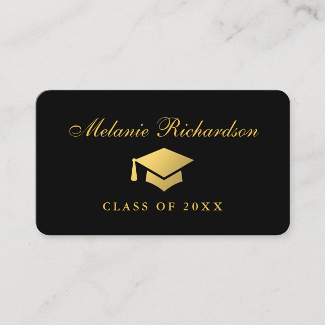 Graduation Networking Gold and Black Calling Card (Front)