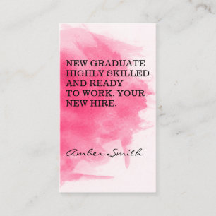 Graduation   New Hire   Watercolor Background Business Card