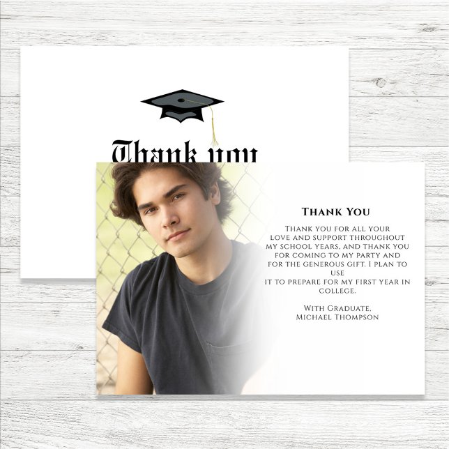 Graduation Newspaper Custom Photo Thank You (Graduation thank you card, Newspaper typography.)