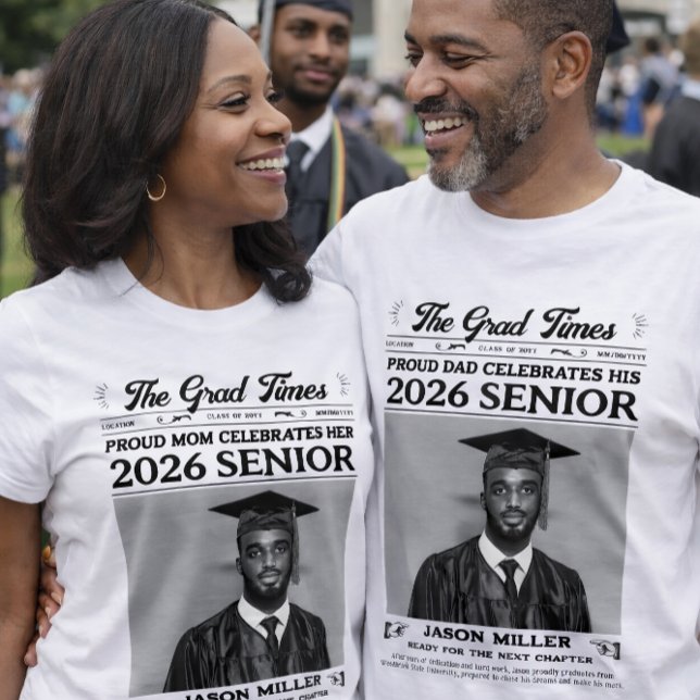 Graduation Newspaper Shirt, Proud Mom Graduate  T-Shirt (Personalized Graduation Newspaper Shirt, Proud Mom Graduate T-Shirt, Proud Dad of Grad Shirt)