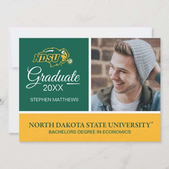 Graduation | North Dakota State Bison Head Invitation (Front)