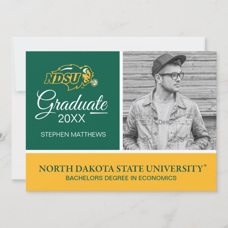Graduation North Dakota State Bison Head Invitation Zazzle