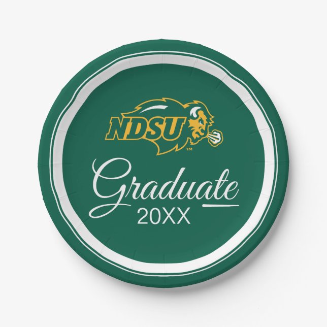 Graduation | North Dakota State Bison Head Paper Plates (Front)