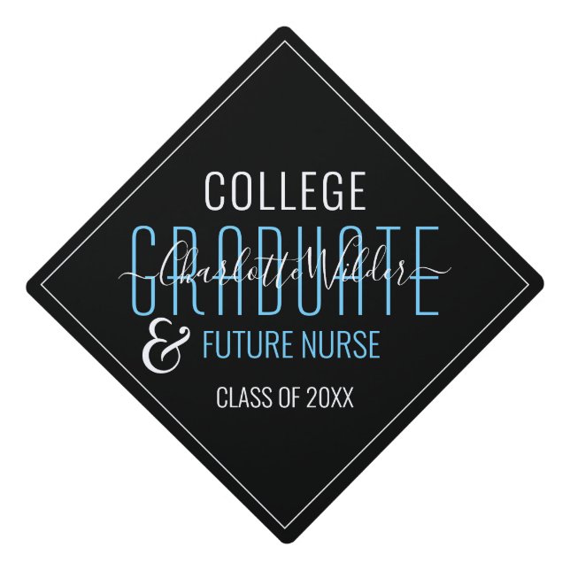 Graduation Nurse College Graduate Typography Cap Topper (Front)