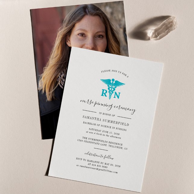 Graduation Nurse Pinning Ceremony 2025 Photo Invitation (Graduation Nurse Pinning Ceremony Photo Party Invitation Note Card)