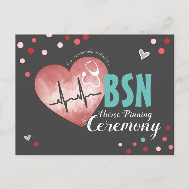 Graduation Nurse Pinning Ceremony Pink Heart Postcard (Front)
