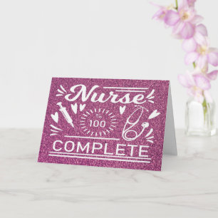 Graduation Nursing School Modern Pink Funny Card