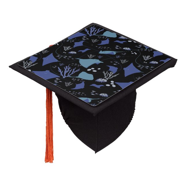Graduation Ocean Stingrays Underwater Themed Graduation Cap Topper (Angled)