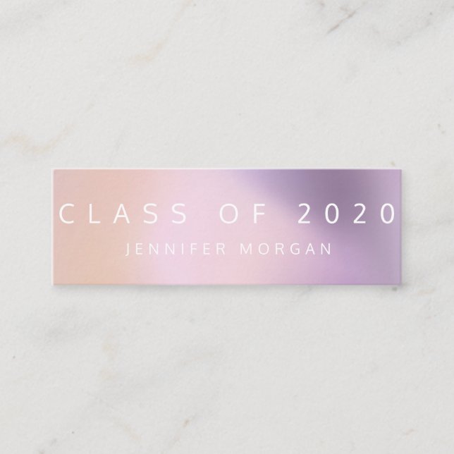 Graduation Ombre Metallic Modern Name Card (Front)
