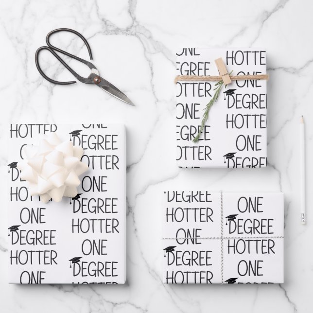 Graduation One Degree Hotter Funny College Masters Wrapping Paper Sheets (Front)