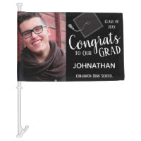 Graduation One Photo Class of 2020 Black Car Flag