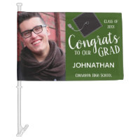 Graduation One Photo Class of 2020 Green Car Flag