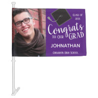 Graduation One Photo Class of 2020 Purple Car Flag