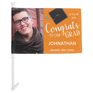 Graduation One Photo Class of 2022 Orange Car Flag
