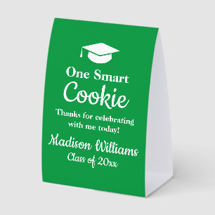Graduation One Smart Cookie Green Grad Treat Favor Paper Table Tent